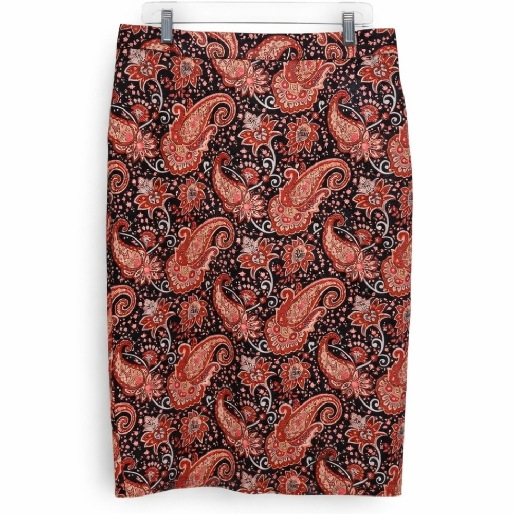 Talbots Paisley Mini Pencil Skirt Multicolor Stretch Sz 16